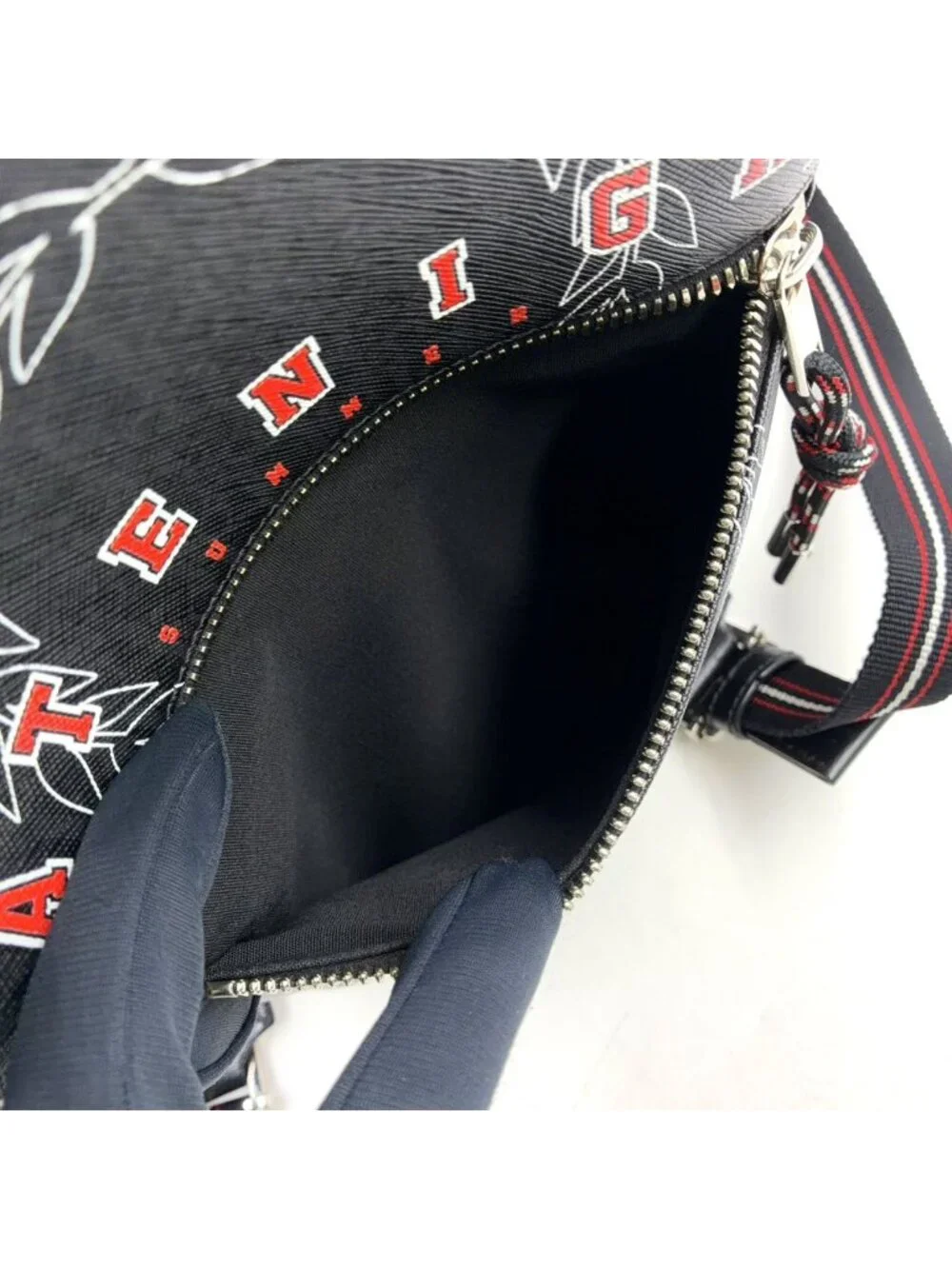 Dior Homme Leather Black White Red Backpack Silver